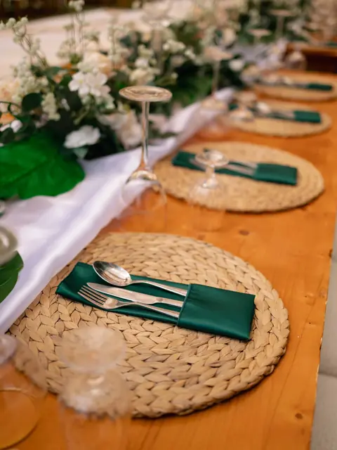 Reception table details with florals